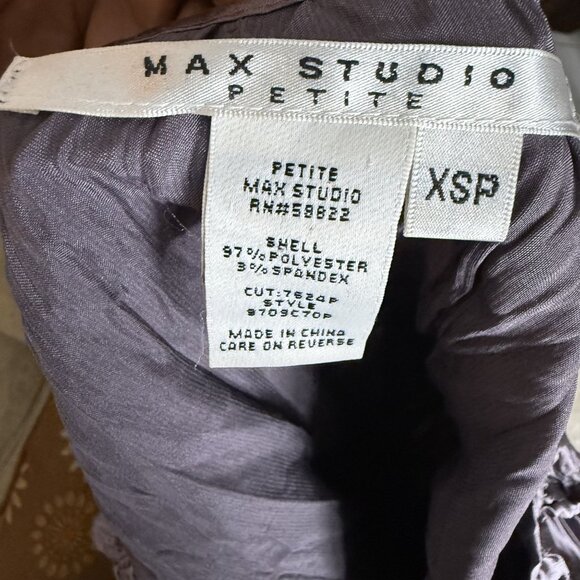 Max Studio Womens Petite Blouse XSP Crinkle Texture Purple Long Sleeve Polyester - Picture 3 of 9
